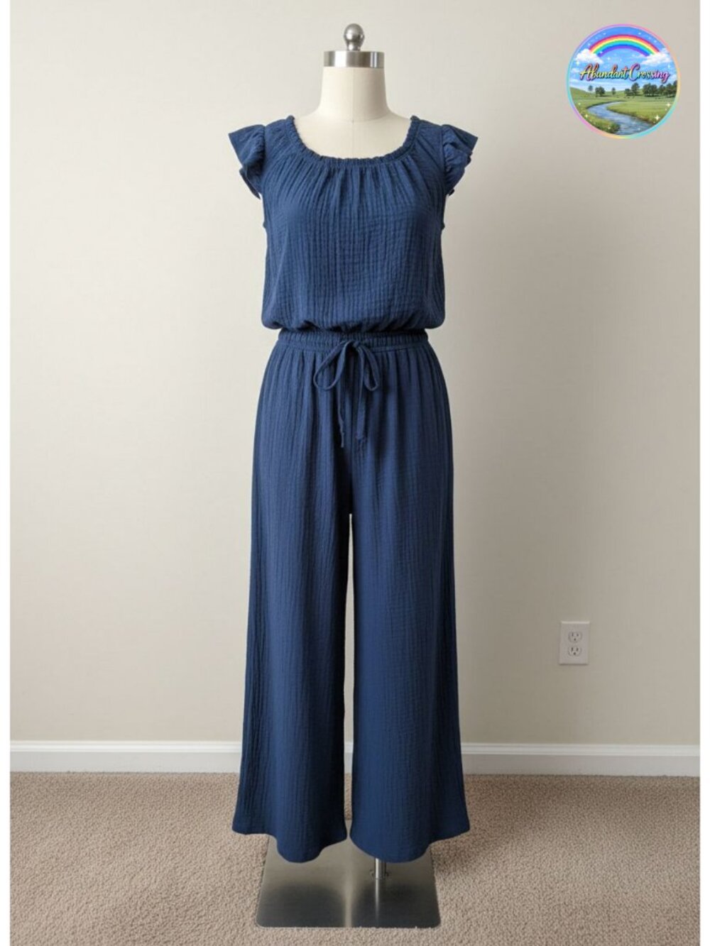 Dokotoo Women's Jumpsuit Puff Sleeve Drawstring Wide Leg Pockets Summer